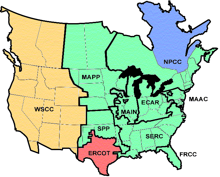 USA Transmission Grid Reliability Councils